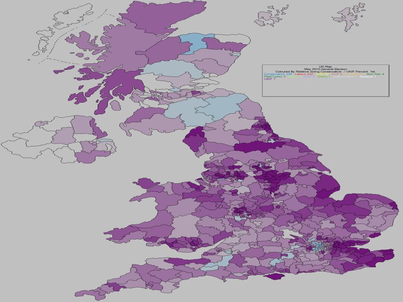 May 2015 General Election Result - Conservative Vs UKIP Swing