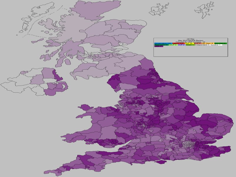 May 2015 General Election Result - UKIP Percentages Increase