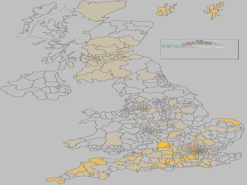 June 2017 General Election Result - Liberal Democrat Percentages Increase