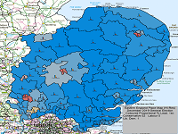 UK General Election Results for Eastern England