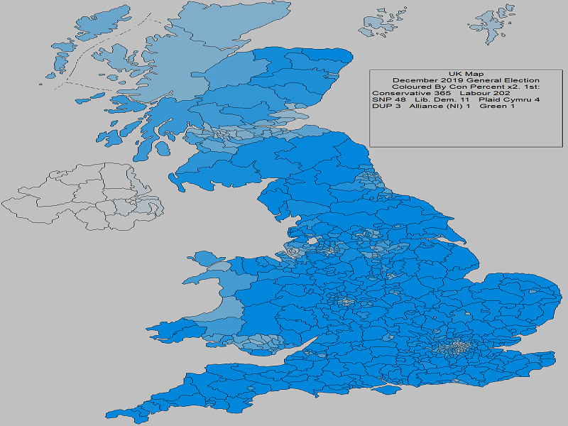 December 2019 General Election Result - Conservative Percentages x2