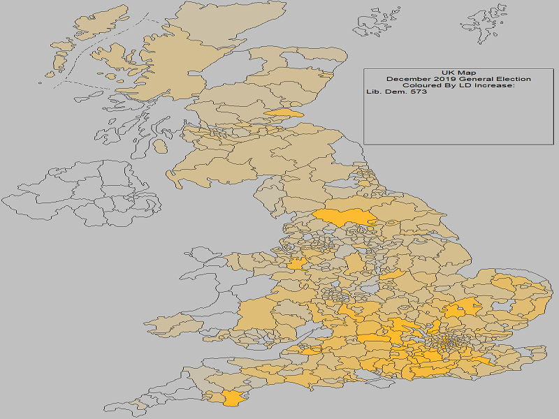 December 2019 General Election Result - Liberal Democrat Percentages Increase