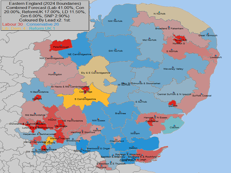 UK General Election Forecast for Eastern England