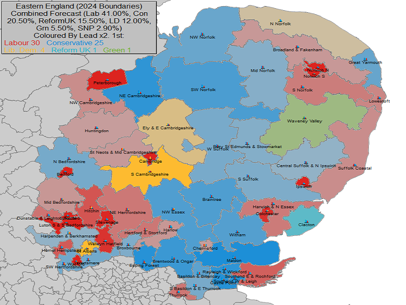 UK General Election Forecast for Eastern England