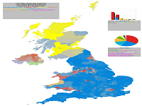 UK General Election Results - Coloured by most significant 'Swing From' percentage